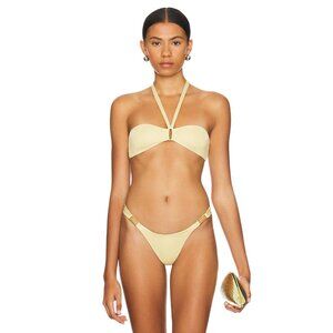 Camila Coelho Samara Bikini Top in Champagne Gold Small New Womens Swimsuit